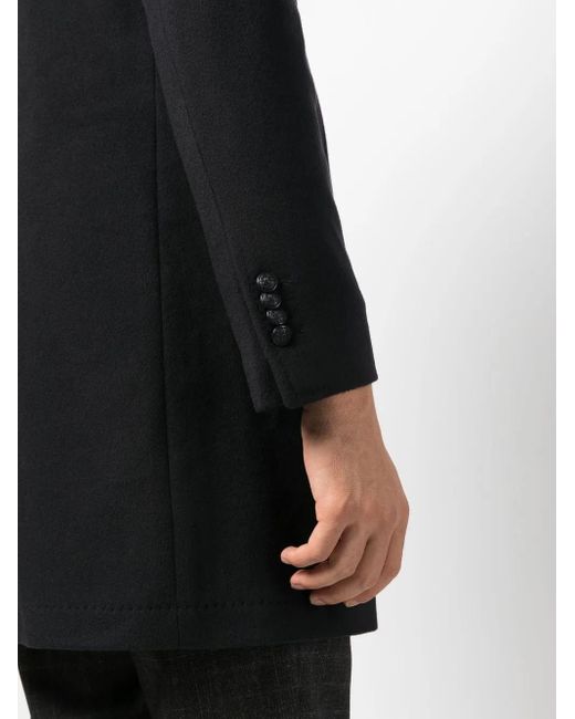 Tagliatore Black Single-Breasted Cashmere Coat for men