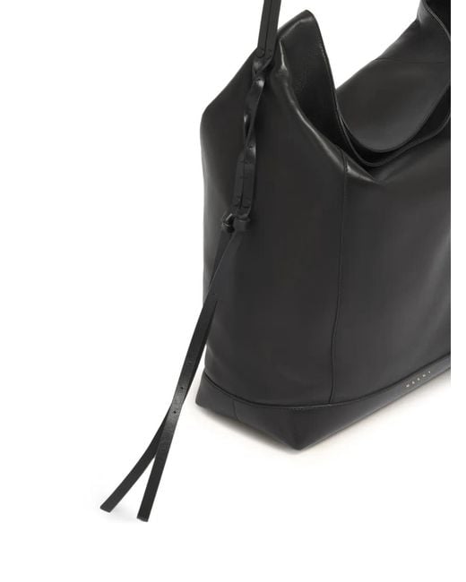 Marni Black Leather Pod 2.0 Large Shoulder Bag