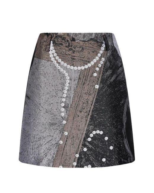 JNBY Gray Jacquard-Print A-Line Mini Skirt
