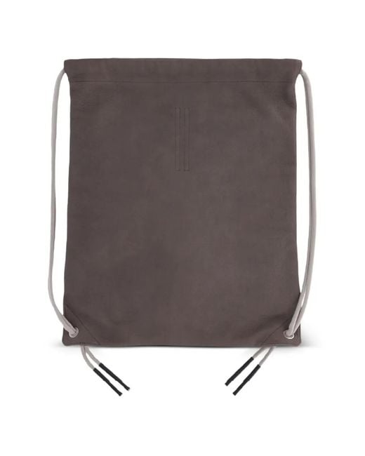 Rick Owens Gray Drawstring Leather Backpack