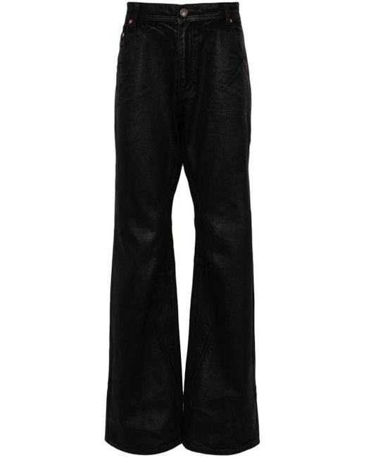 ANDERSSON BELL Black Coated Mid-rise Flared Jeans for men