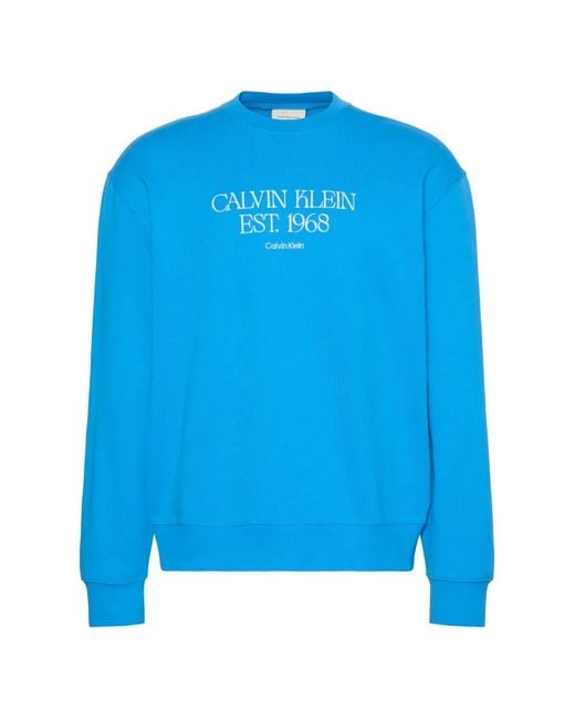 Calvin Klein Pullover Mit Logo-Print in Blue für Herren