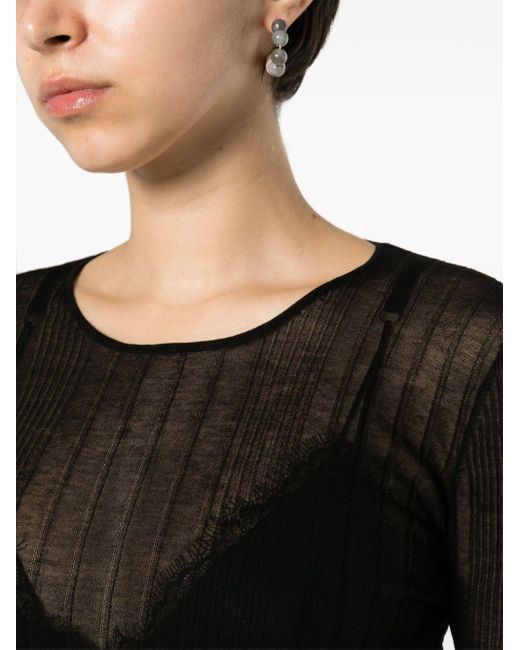 Pinko Black Semi-sheer Knitted Top