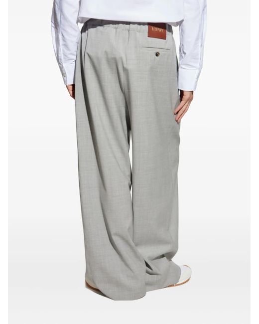 Loewe Gray Pleated Drawstring Trousers for men
