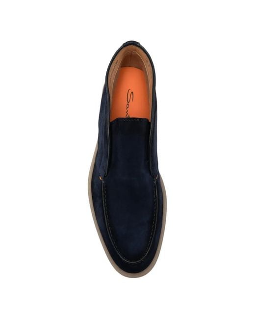 Santoni Blue Detroit Suede Desert Boots for men
