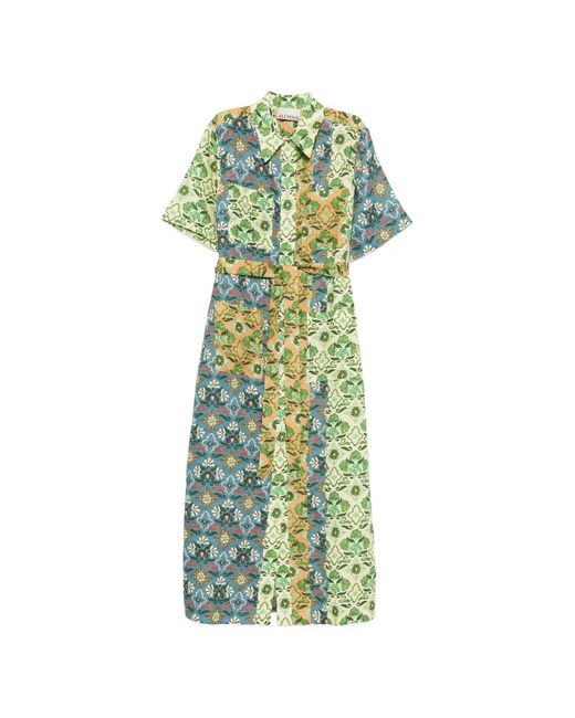 ALÉMAIS Green Floral Print Shirt Dress