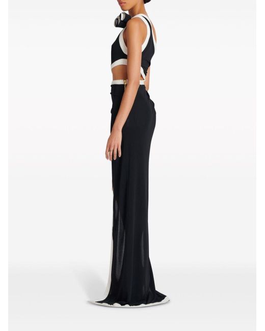 Balmain Black Cut-out Asymmetric Gown