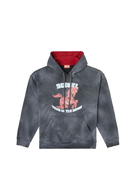 DIESEL Blue Year Of The Horses Graphic Hoodie for men
