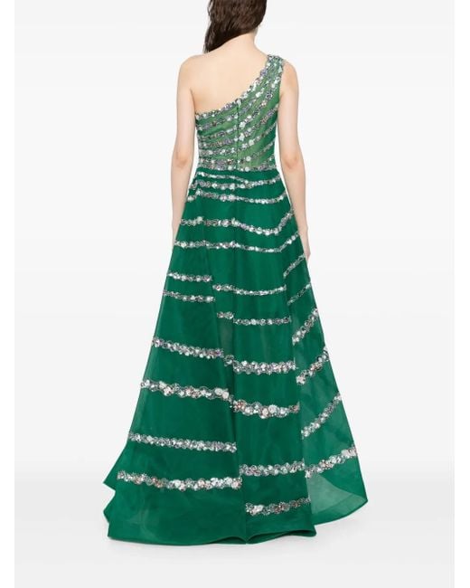 Saiid Kobeisy Green Bead-Embellished Asymmetric Dress