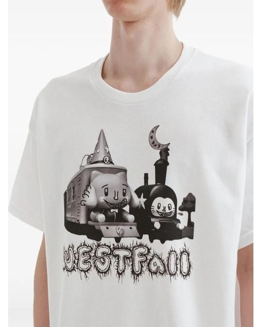 WESTFALL White Graphic-Print Cotton T-Shirt for men
