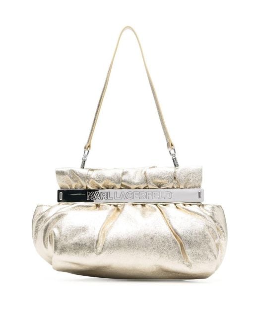 Karl Lagerfeld Metallicgathered Tote Bag in White Lyst