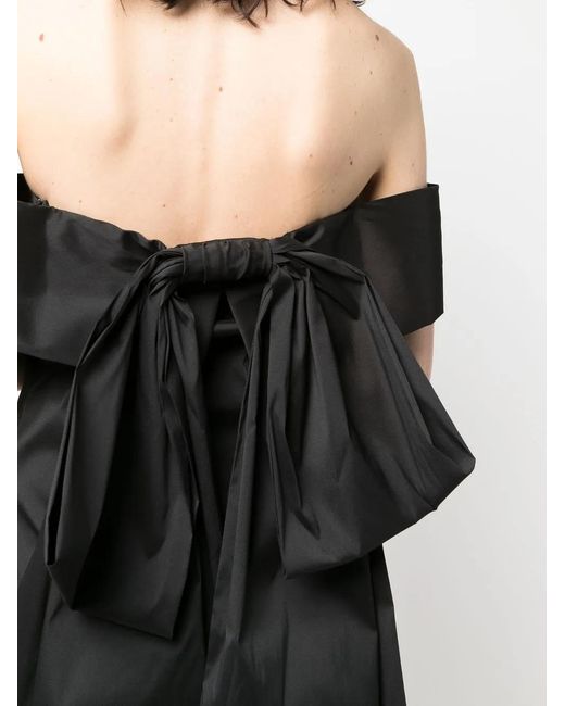 BERNADETTE Black Floral-Appliqué Off-Shoulder Dress
