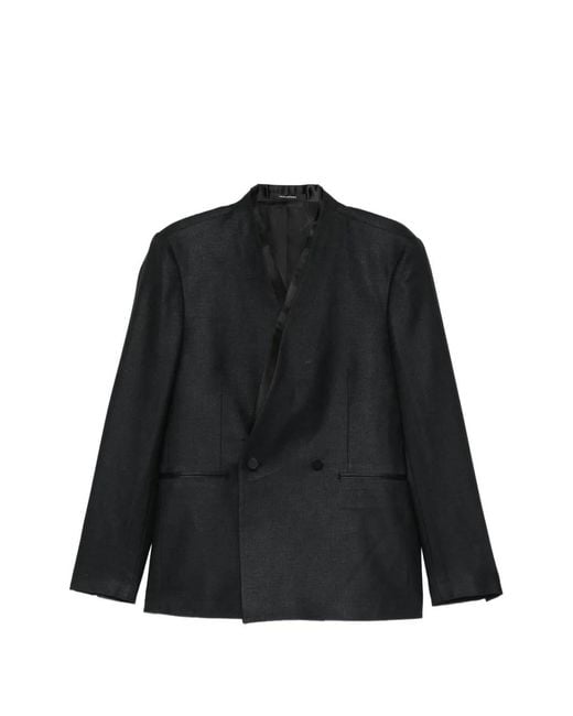 Tagliatore Black Alex Satin-Trim Blazer for men