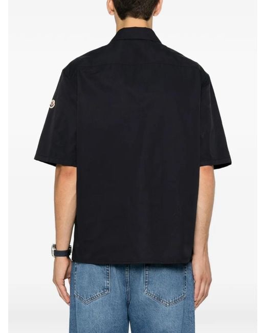 Moncler Blue Zip-Up Short-Sleeve Overshirt for men