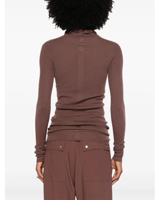 Maglione Ls Tube A Coste di Rick Owens in Brown