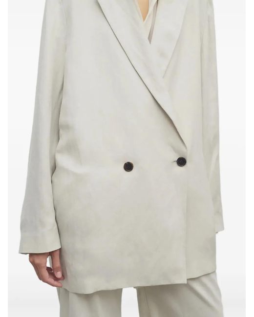 The Row White Nat Jacket In Silk And Linen