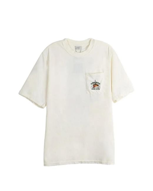 Malbon Golf White Vista Bass Club Graphic-Print Chest-Pocket T-Shirt for men