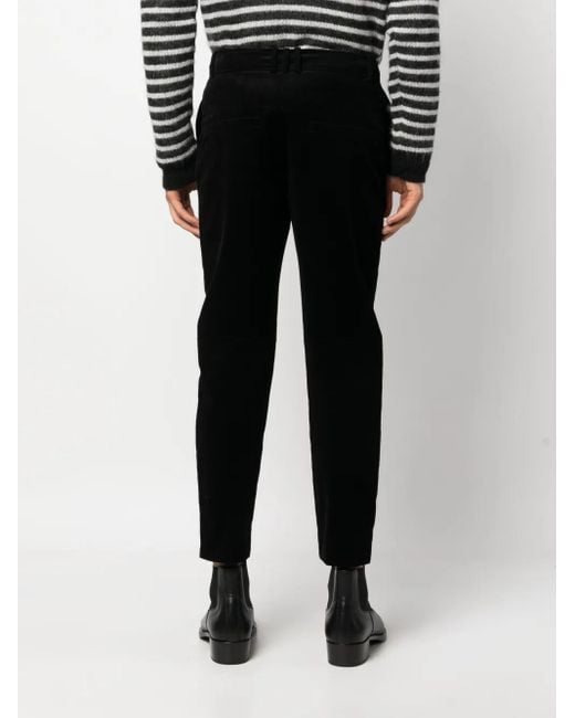 Balmain Black Tapered-Leg Suede Cropped Trousers for men
