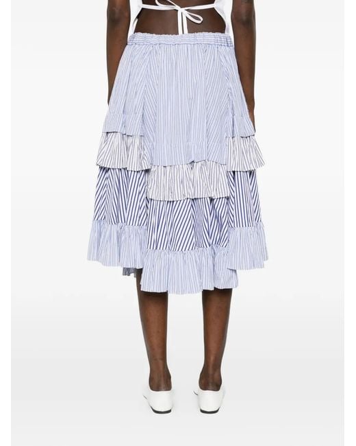 Comme des Garçons White Cotton Midi Skirt