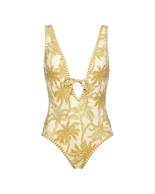 Eres Metallic Destination Palm-Print Cut-Out Swimsuit