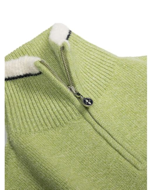 Barrie Green Knitted Zip-Up Scarf