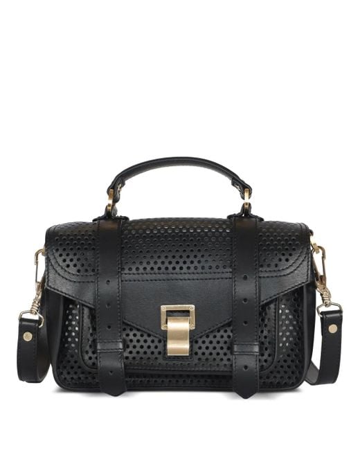 Proenza Schouler Black Small Perforated Satchel Bag