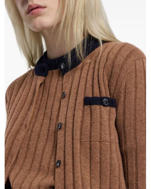Barrie リブ カーディガン Brown