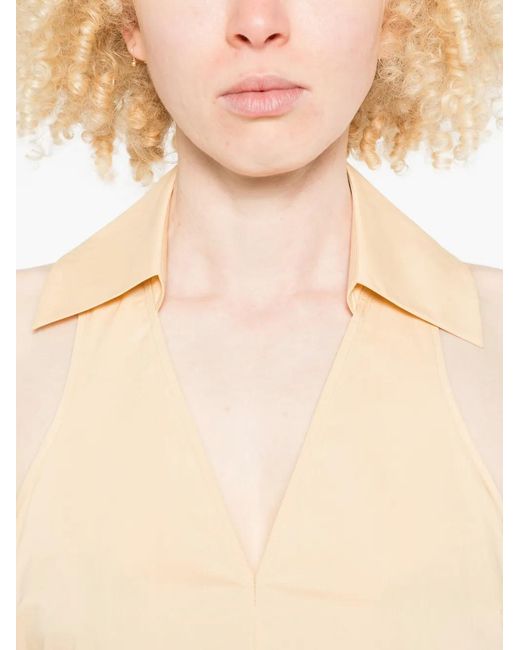 Patrizia Pepe White V-Neck Cotton Mini Dress