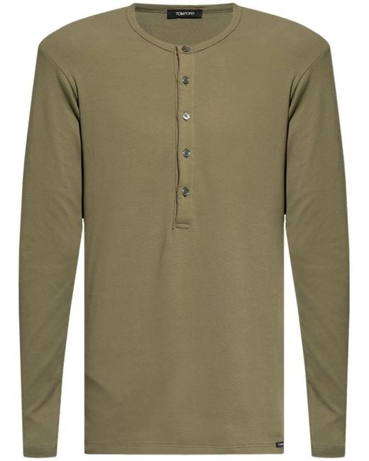 Tom Ford Green Long-sleeve Stretch-cotton Pajama T-shirt for men