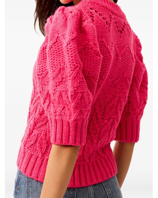 Marie Oliver Pink Vayda Puff-Sleeves Sweater