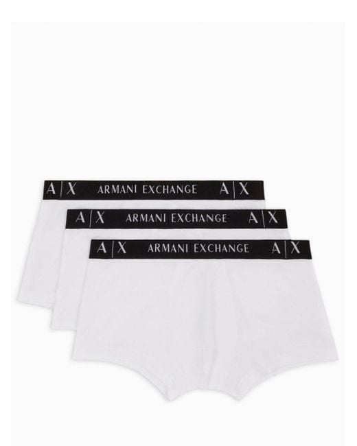 Armani Exchange Set aus drei Boxershorts mit Logo-Bund in White für Herren
