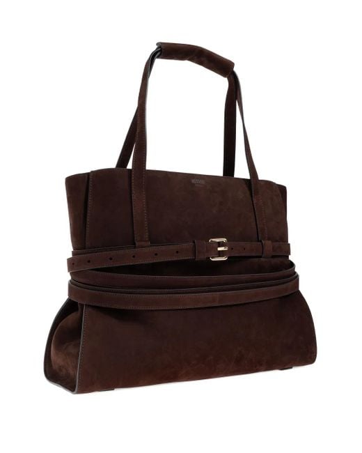 Moschino Tie Me スエード ハンドバッグ Brown