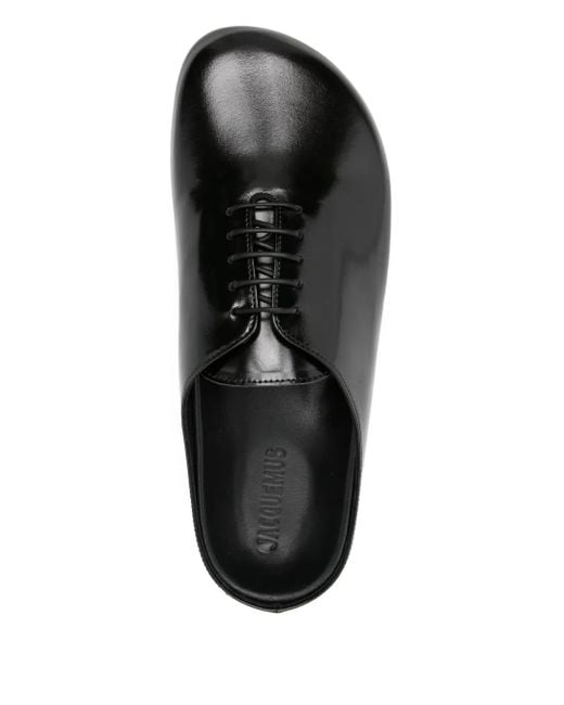 Jacquemus Black Lace-Up Flat Mules