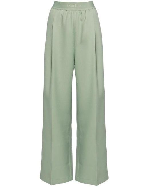 Stockholm Surfboard Club Green Logo-Waistband Palazzo Pants