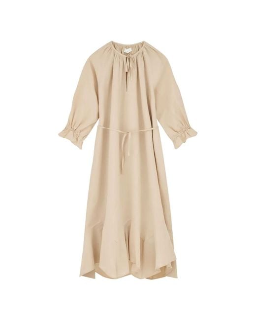 Skall Studio Natural Benedette Ruffled Tie-Fastening Maxi Dress