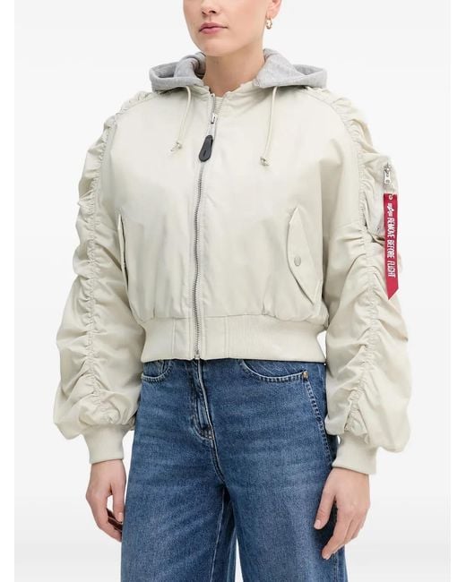 Alpha Industries Blue Ruched-Sleeve Hooded Jacket