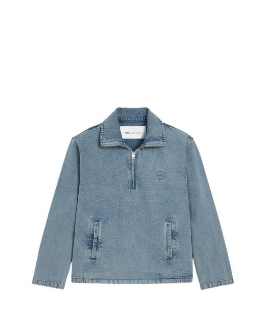 AMI Blue Cotton Vareuse With Ami De Coeur
