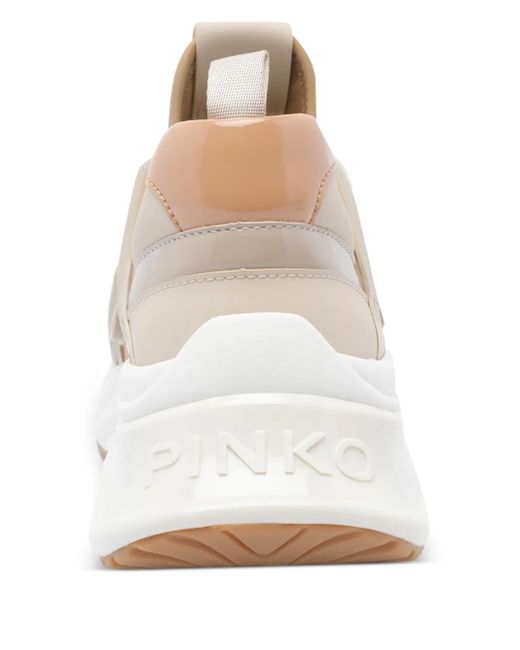 Pinko Natural Ariel Logo-Detail Lace-Up Sneakers