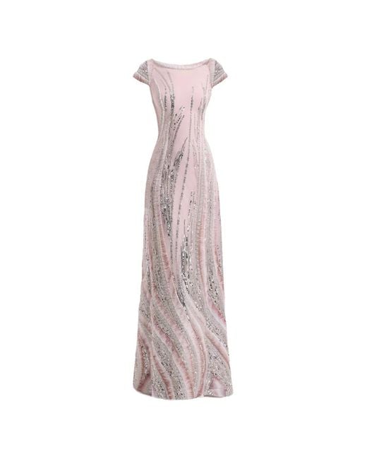 Gemy Maalouf Pink Beaded Sequin-Embellished Dress
