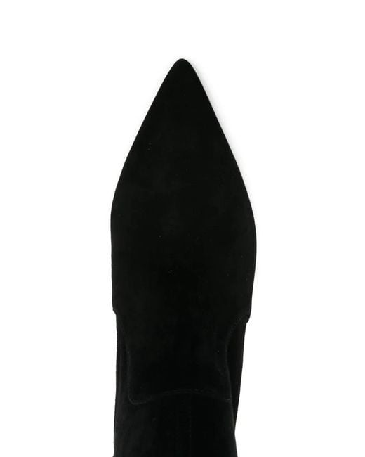 Stuart Weitzman Black 80Mm Pointed-Toe Stretch-Knit Boots