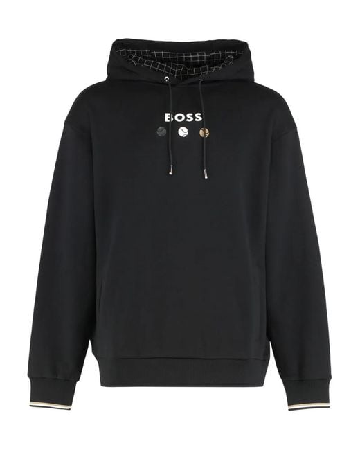 Boss Black Logo-Lettering Hoodie for men