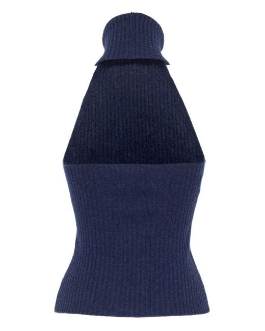 Cara Cara Blue Samson Ribbed High-Neck Top