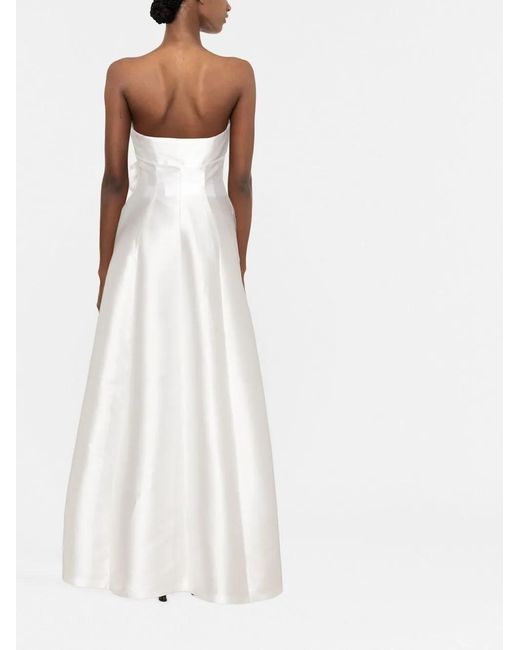 Alberta Ferretti White Bow-Embellished Evening Gown