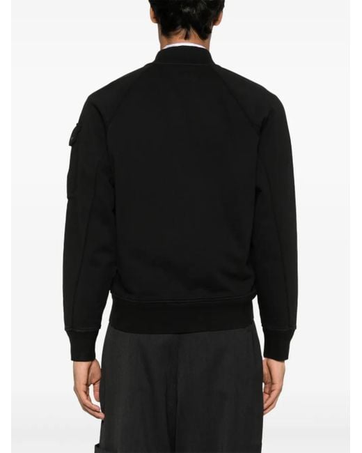 C P Company 'Diagonal Fleece' Full-Zip Sweatshirt in Black für Herren