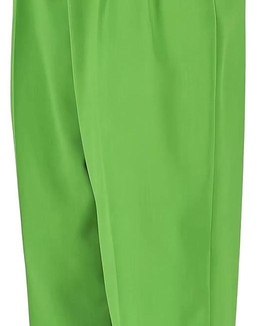 Elisabetta Franchi Green Pleat-Detail Trousers