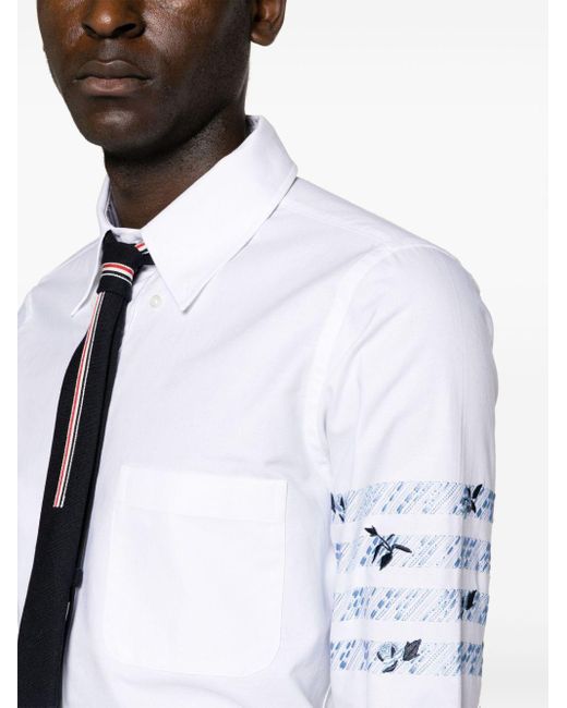 Thom Browne Overhemd Met Geborduurde Bloemen in het White voor heren