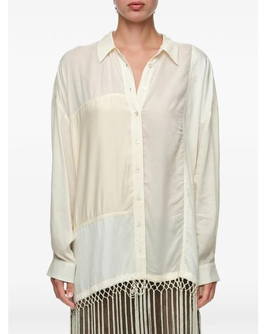 Bimba Y Lola White Chemise Frangée À Design Patchwork Crème
