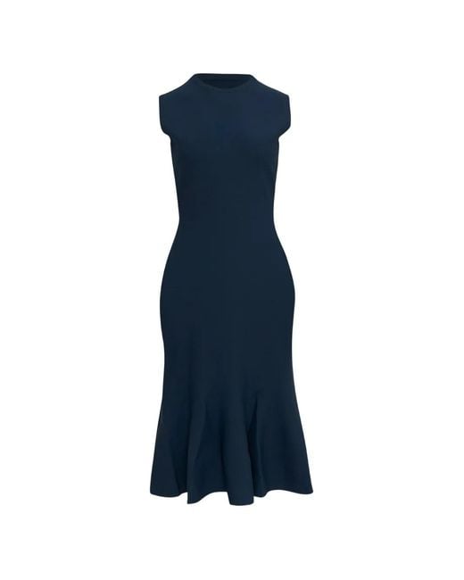 Stella McCartney Blue Sleeveless Fluted-Hem Midi Dress