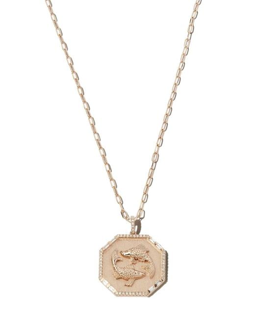 SHAY Metallic 18K Rose Zodiac Disc Diamond And Enamel Necklace