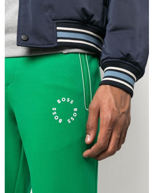 BOSS by HUGO BOSS Logo-print Drawstring Track Pants in Green for Men | Lyst